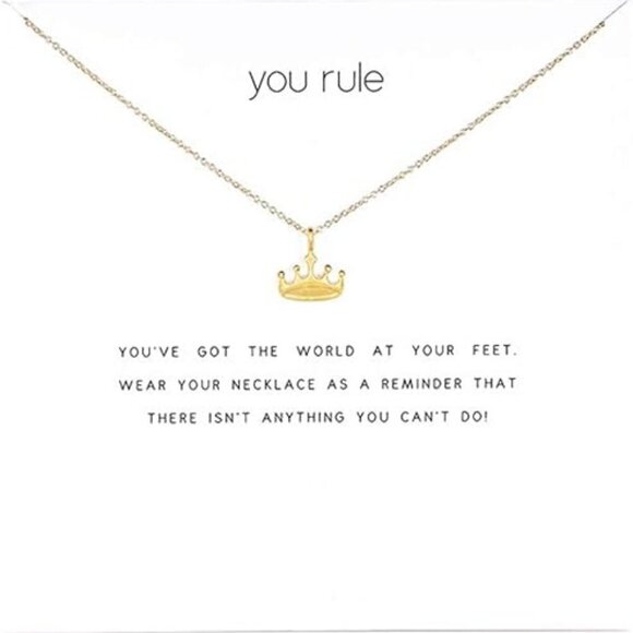 Godeared Jewelry - Dogeared Good Vibes Only, Gold Crown Pendent Necklace  - NEW